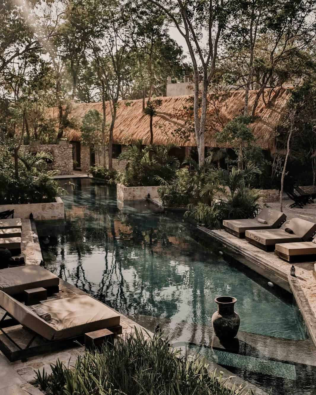 Piscina principal del hotel Bardo entre la selva